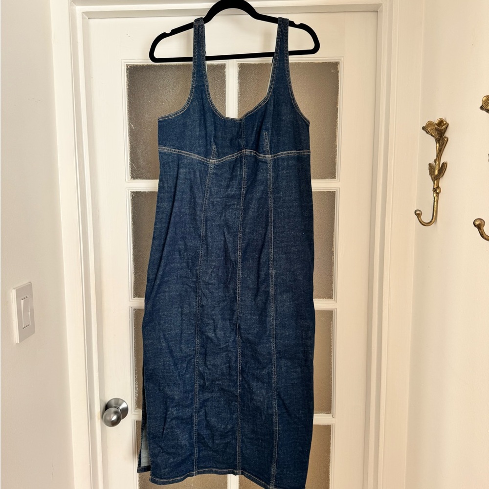 wild fable Dark Blue Denim Midi Dress